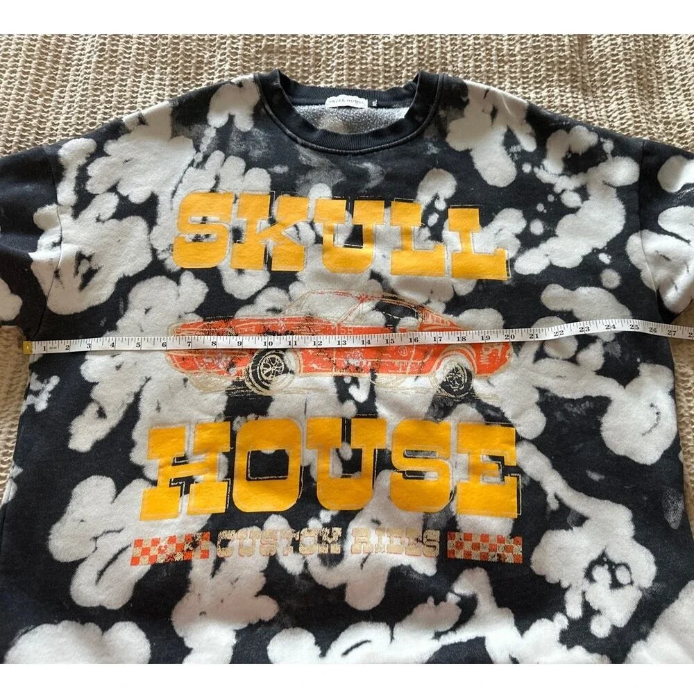 Skull‎ House Designs Bleach Tie Dye Muscle Car Graphic Sweatshirt - Size M/L